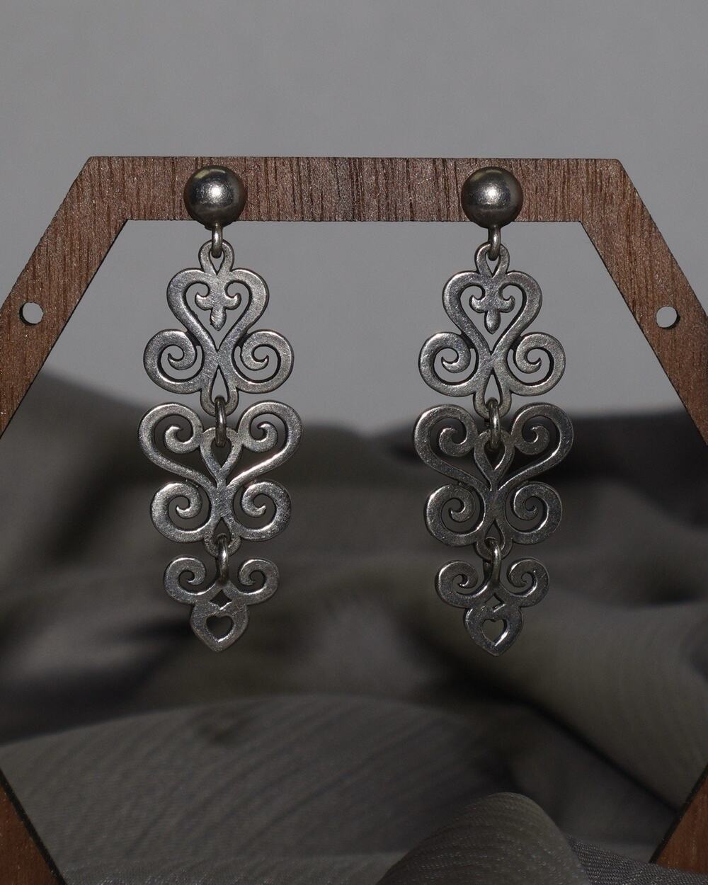 Retired James Avery 925 Spanish Scroll Lace Earrings 7.8G / 1.7In